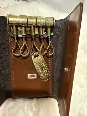 VINTAGE Rolfs Brown Leather Key Wallet with Brass Hardware